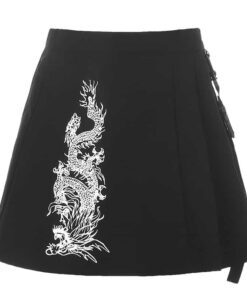 High Waist Dragon Mini Skirt