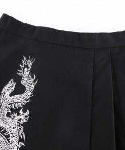 High Waist Dragon Mini Skirt Details
