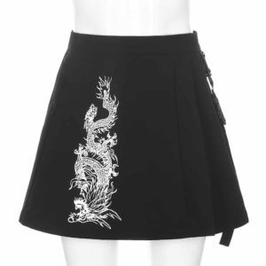 High Waist Dragon Mini Skirt Full 2