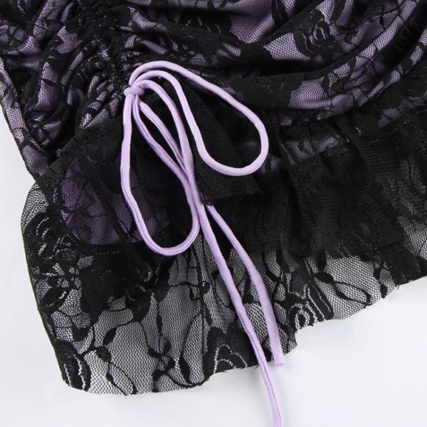 Floral Lace Purple Mini Skirt Details 2