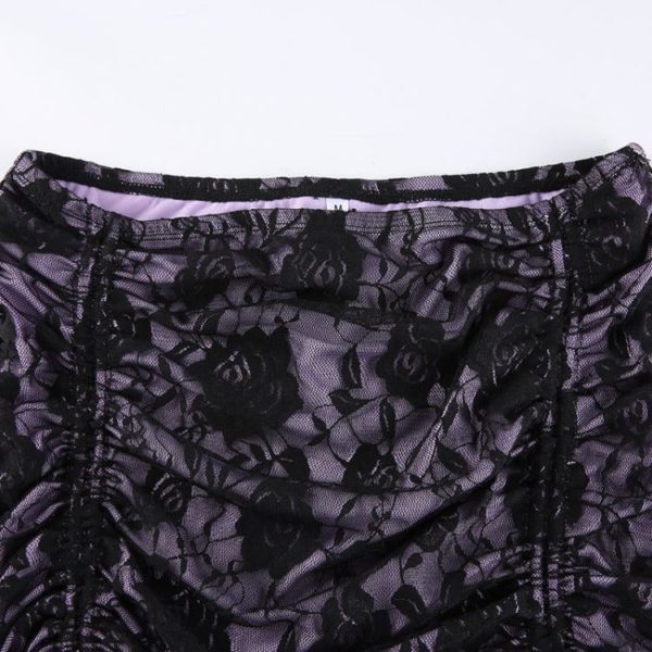 Floral Lace Purple Mini Skirt Details