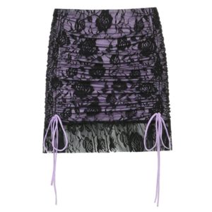 Floral Lace Purple Mini Skirt Full