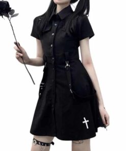 Gothic High Waist Mini Dress with Cross 2 1