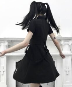 Gothic High Waist Mini Dress with Cross 4