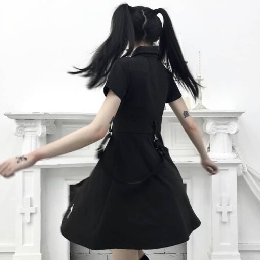 Gothic High Waist Mini Dress with Cross 4
