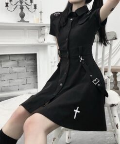 Gothic High Waist Mini Dress with Cross 7