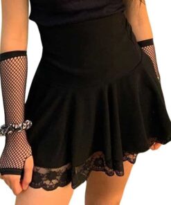 Gothic Lace Pleated Mini Skirt