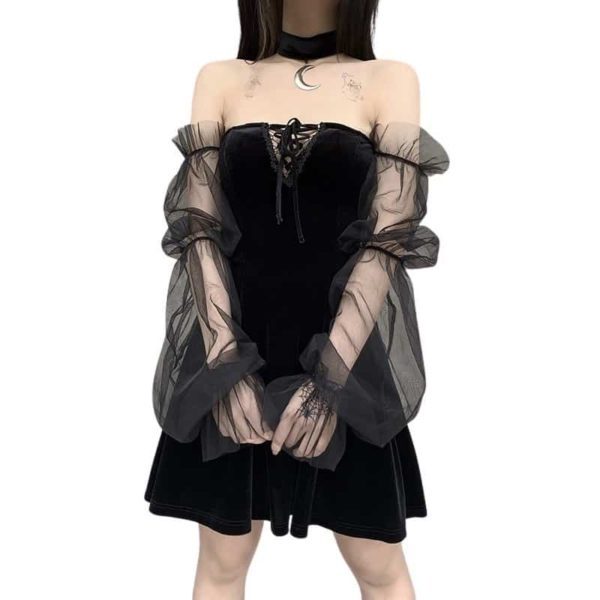 Gothic Mesh Mini Dress