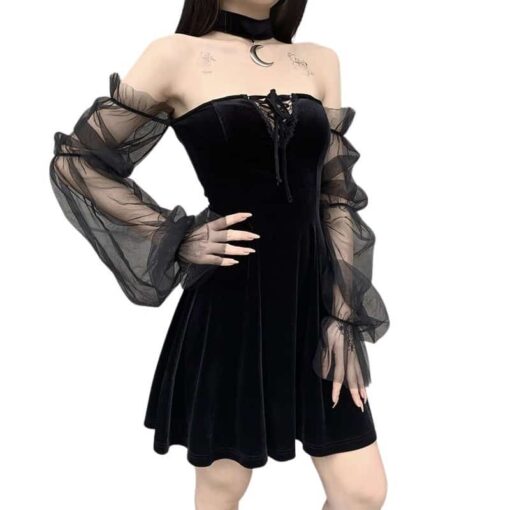Gothic Mesh Mini Dress