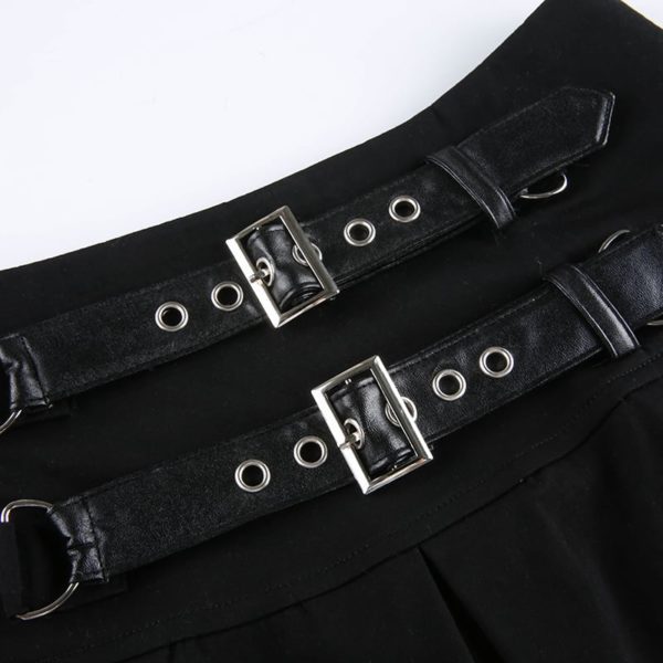 Mini Skirt with Double Belts Details