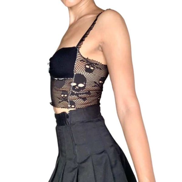 Skull Mesh Camisole with Bow 2