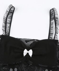 Skull Mesh Camisole with Bow Details