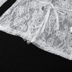 White Floral Lace Cardigan Details 4