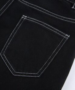 High Waist Cargo Pants with White Stitching Details 3