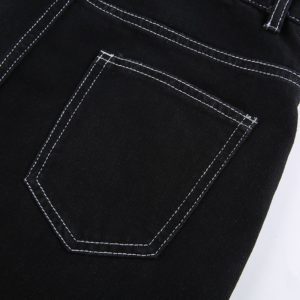 High Waist Cargo Pants with White Stitching Details 3