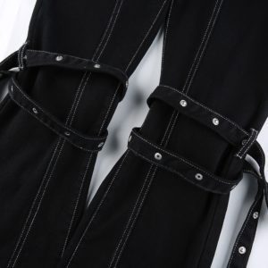 High Waist Cargo Pants with White Stitching Details 5