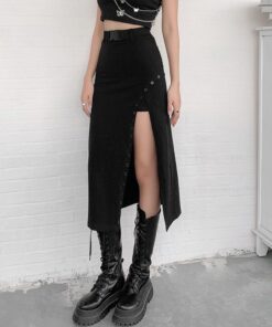 High Waist Denim Pleated Mini Skirt