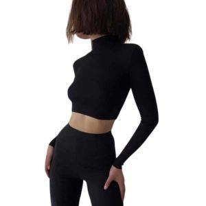 Turtleneck Knitted Crop Top