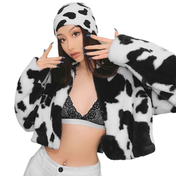 Vegan Fur Cow Print Jacket 3 1