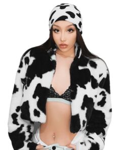 Vegan Fur Cow Print Jacket 4 1
