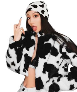 Vegan Fur Cow Print Jacket 5 1