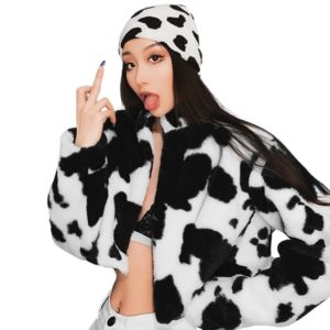 Vegan Fur Cow Print Jacket 5 1