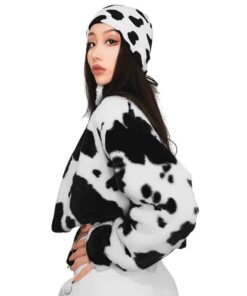 Vegan Fur Cow Print Jacket
