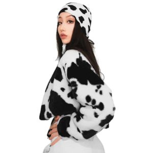 Vegan Fur Cow Print Jacket