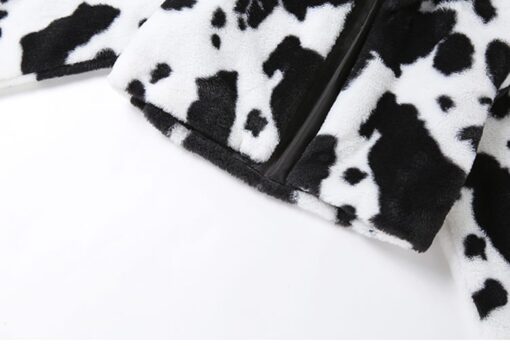 Vegan Fur Cow Print Jacket Details 3