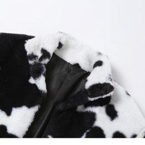 Vegan Fur Cow Print Jacket Details