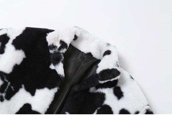 Vegan Fur Cow Print Jacket Details