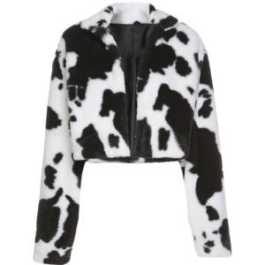 Vegan Fur Cow Print Jacket Full