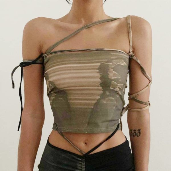 Army Green Lace-up Camisole 2