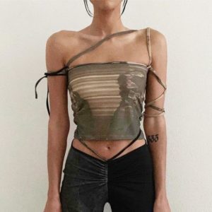 Army Green Lace-up Camisole 3