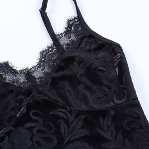 Black Velvet Lace Trim Camisole Details 2