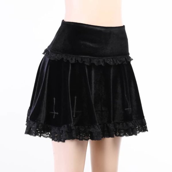High Waist Lace Ruffles Mini Skirt 2