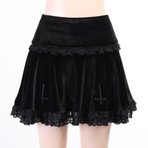 High Waist Lace Ruffles Mini Skirt