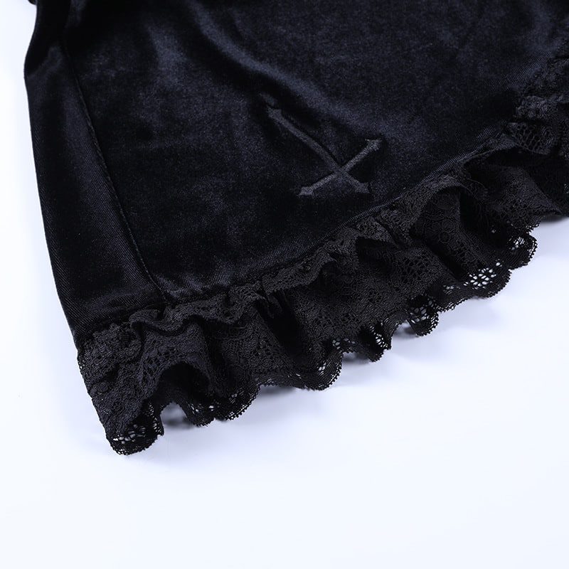 High Waist Lace Ruffles Mini Skirt - Ninja Cosmico
