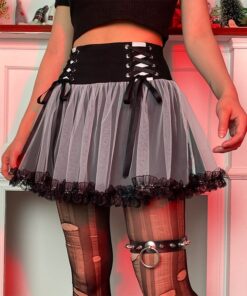 High Waist Lace-up Mini Skirt