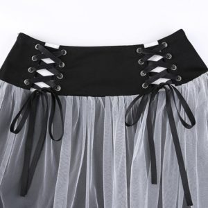 High Waist Lace-up Mini Skirt Details