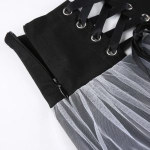 High Waist Lace-up Mini Skirt Details 4