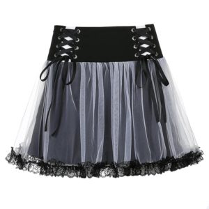High Waist Lace-up Mini Skirt Full