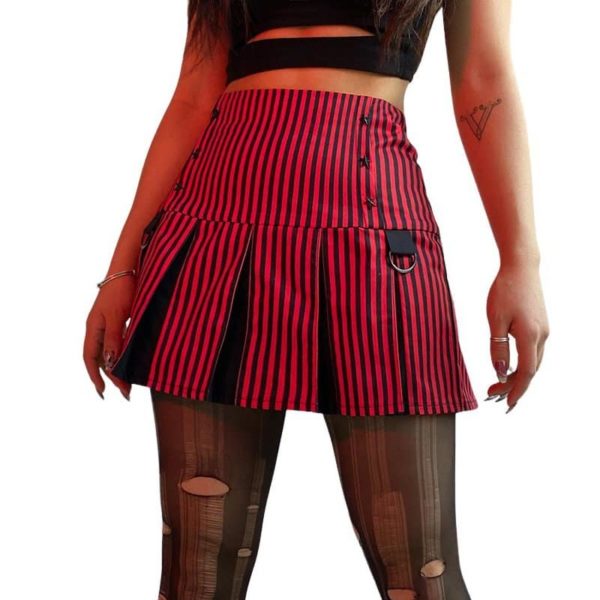 High Waist Striped Mini Skirt 03
