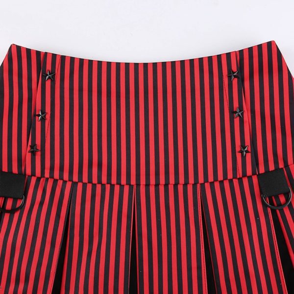 High Waist Striped Mini Skirt Details
