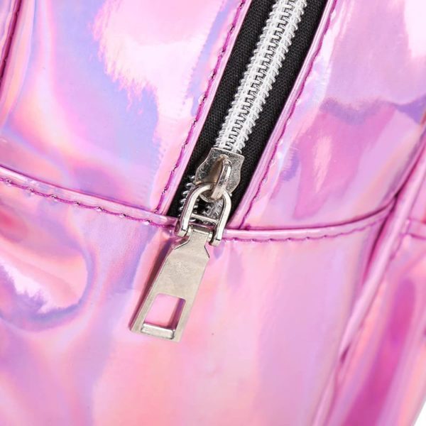 Holographic Mini Backpack Pink Details