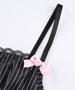 Striped Lace Camisole with Pink Bows Details 2