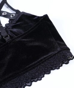 Velvet Lace-Trim Cami with Neck Bandages Details 8