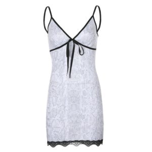 White Slip Lace Mini Dress Full