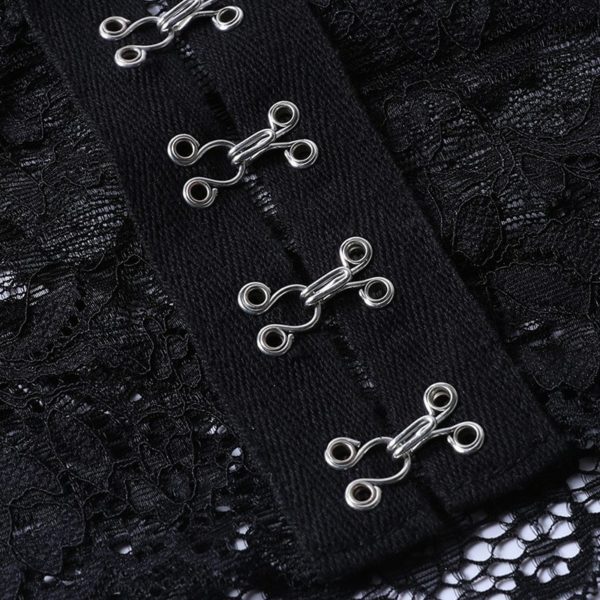 Black Lace Corset Crop Top Details 2
