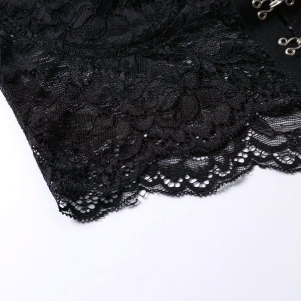 Black Lace Corset Crop Top Details 4